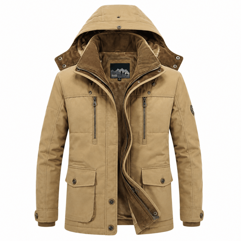 Men's Winter Jacket with Removable Hood, Warm