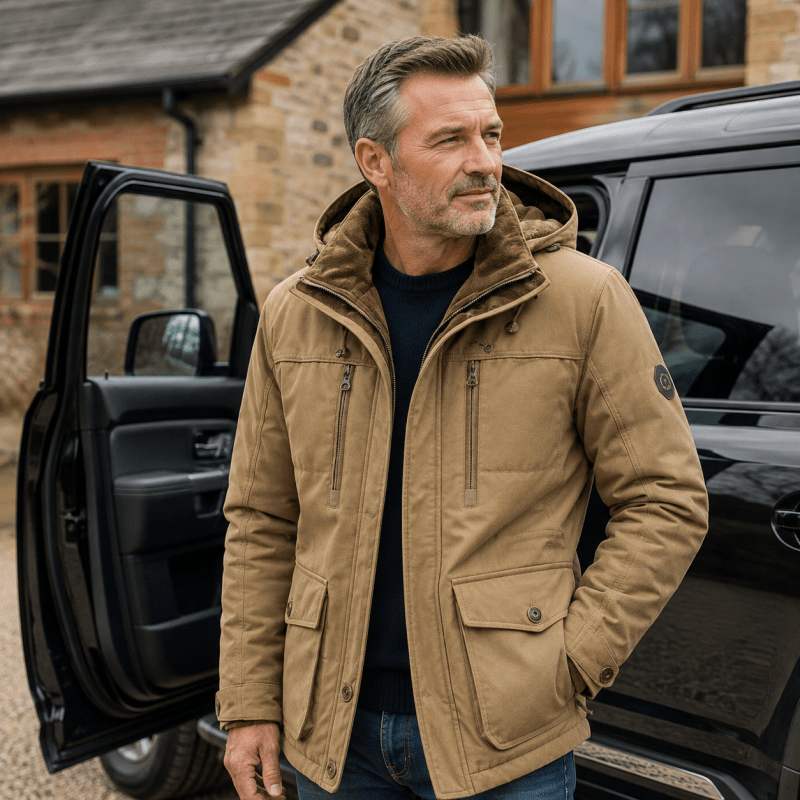 Men's Winter Jacket with Removable Hood, Warm
