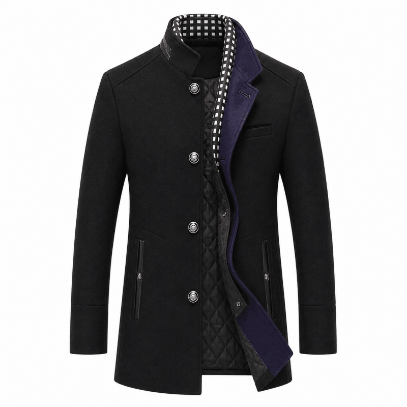 Men's Wool-Blend Pea Coat, Classic Short Cut