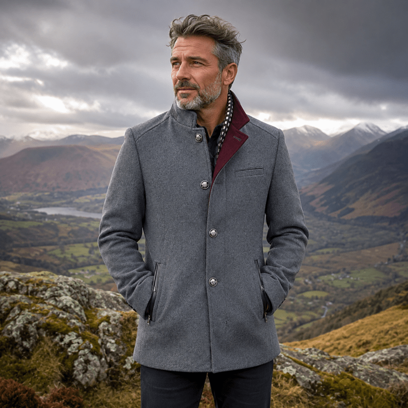 Men's Wool-Blend Pea Coat, Classic Short Cut