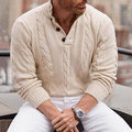 Henley Sweater Men Cable Knit Long Sleeve