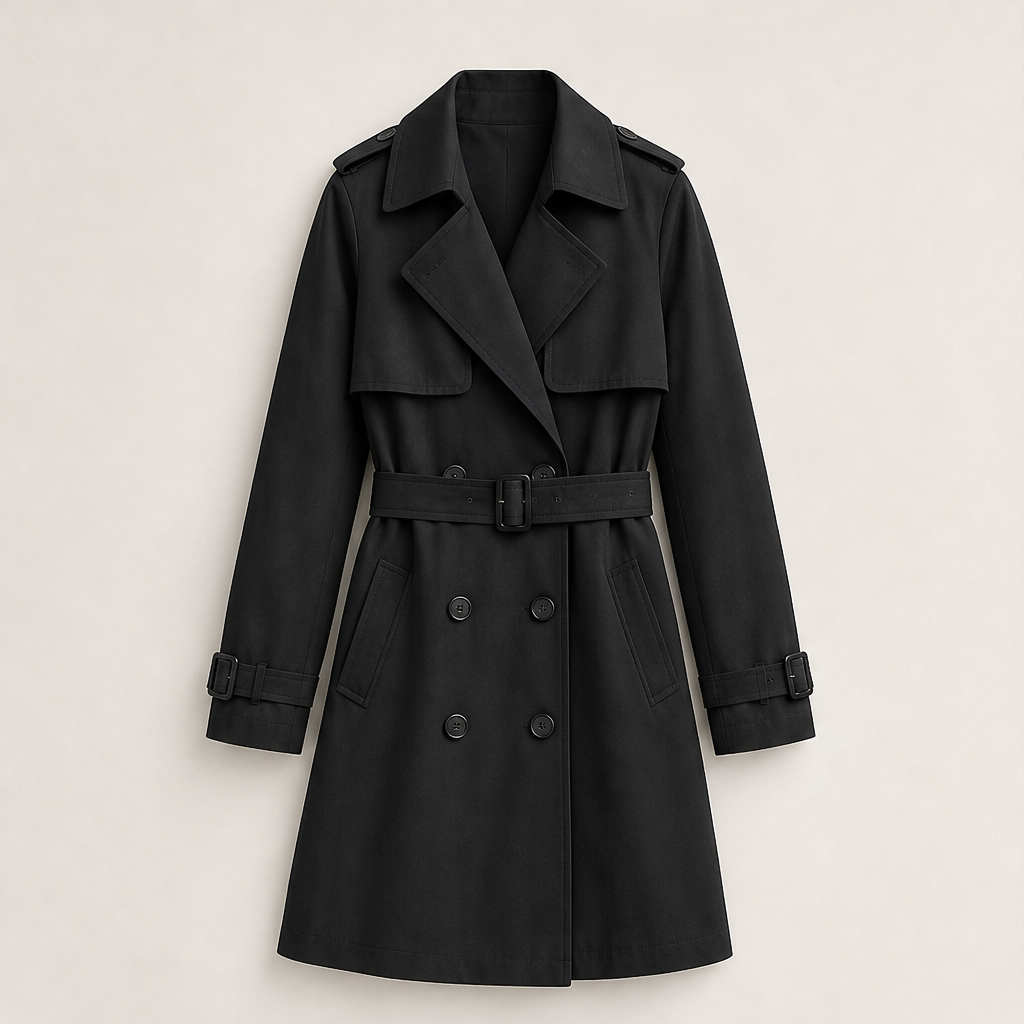 Women's Mid-Length Trench Coat with Belt, Classic