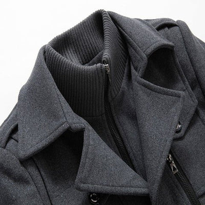 Men's Double-Collar Trench Coat, Long and Elegant