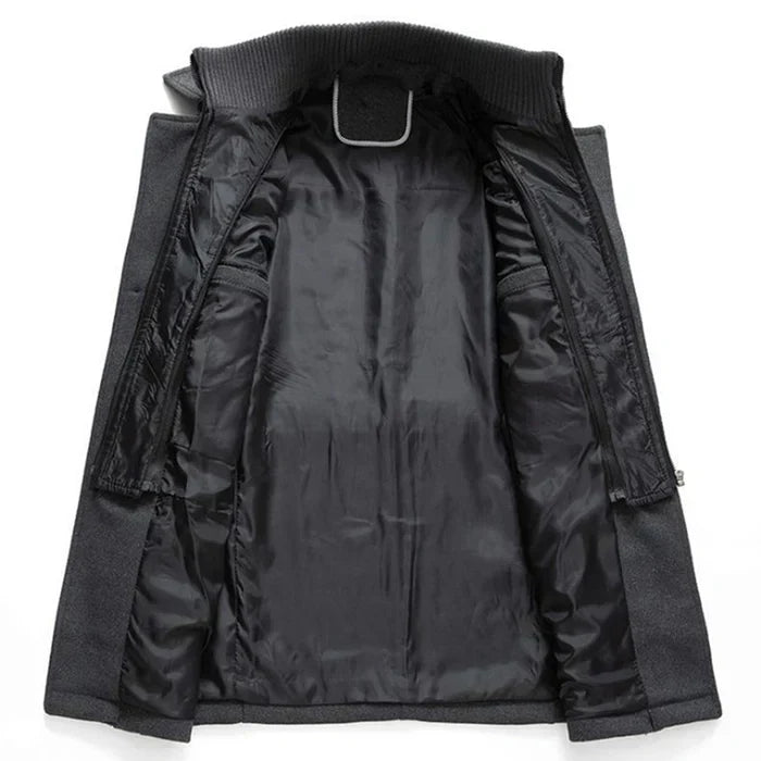 Men's Double-Collar Trench Coat, Long and Elegant