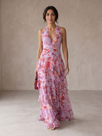 Belladina | Romantic Rose Halter Maxi Dress