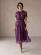 Flavia | Teardrop-Neckline Maxi Dress with Chiffon Lace Trim
