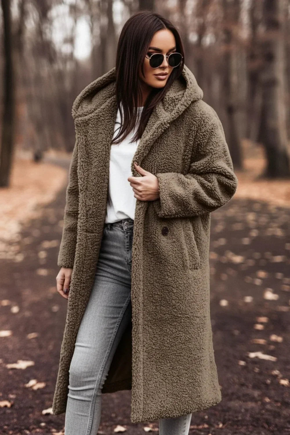Winter Coat Women, Oversized Teddy with Hood