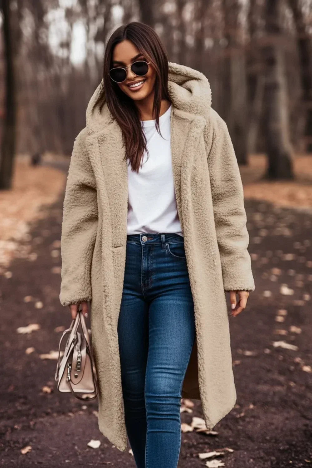 Winter Coat Women, Oversized Teddy with Hood