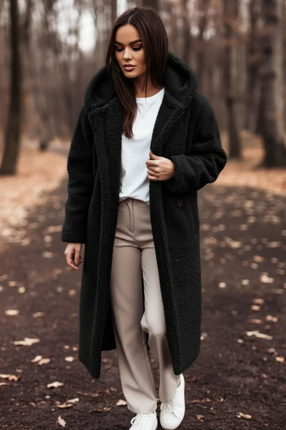 Winter Coat Women, Oversized Teddy with Hood