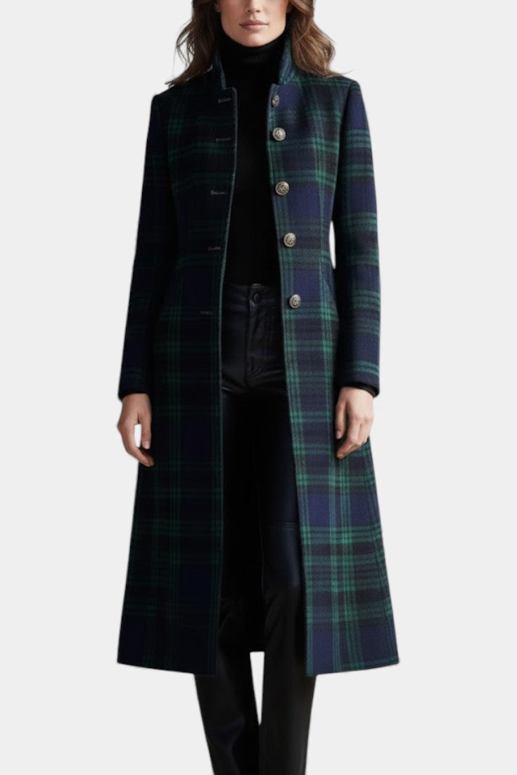 Winter Coat Women Midi Two Tone Check