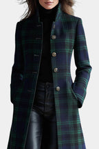 Winter Coat Women Midi Two Tone Check