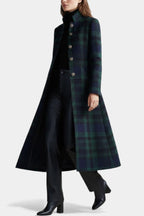Winter Coat Women Midi Two Tone Check