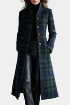 Winter Coat Women Midi Two Tone Check