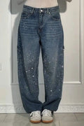 TIRZA Glam Wide-Leg Jeans with Rhinestone Details
