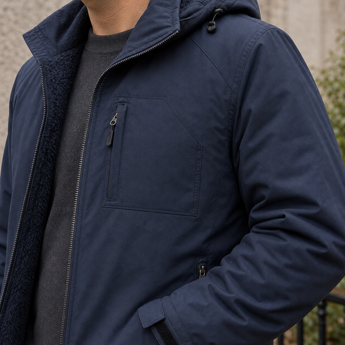 Men's Hooded Fleece Jacket, Warm Lined