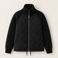 Puffer Jacket Women with Knit Sleeves, Warm and Modern