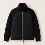 Puffer Jacket Women with Knit Sleeves, Warm and Modern