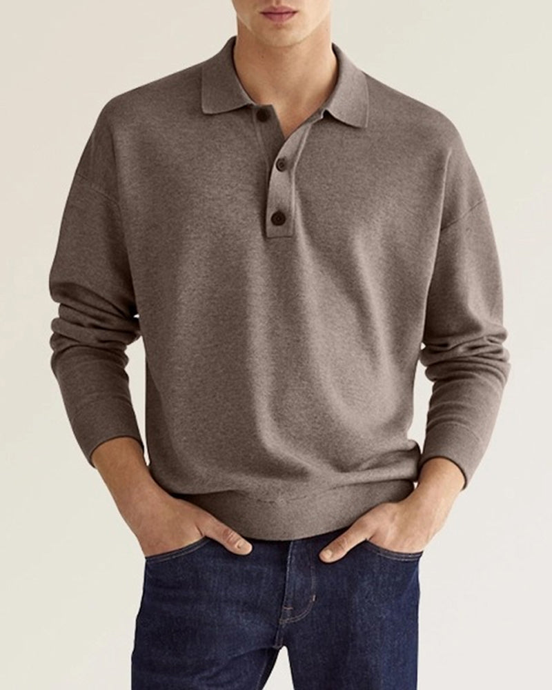 Men's Long-Sleeve Polo Shirt, Warm for Winter