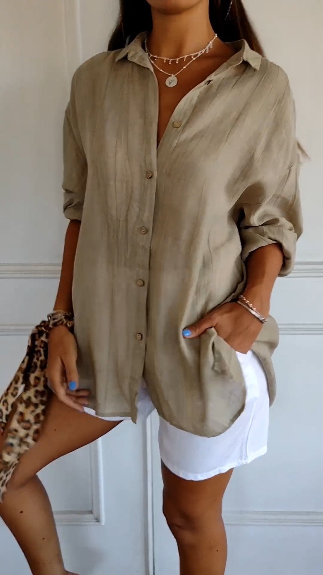 IRMA | Women's Button-Front Shirt Blouse with Relaxed Fit