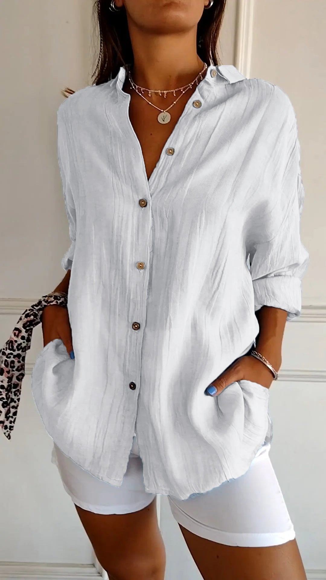 IRMA | Women's Button-Front Shirt Blouse with Relaxed Fit