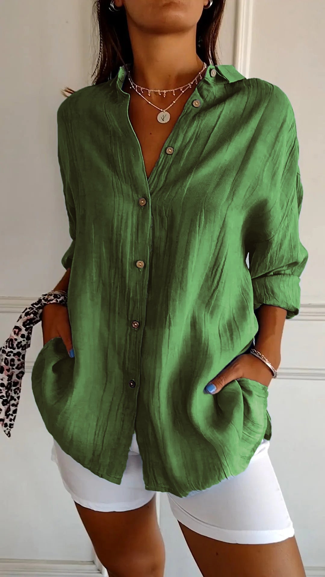 IRMA | Women's Button-Front Shirt Blouse with Relaxed Fit
