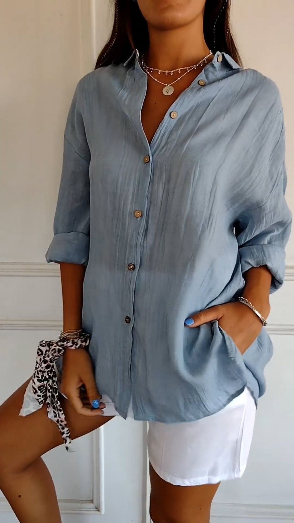 IRMA | Women's Button-Front Shirt Blouse with Relaxed Fit