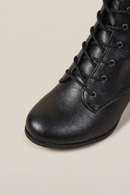 Lace Up Boots Women Block Heel Mid Calf