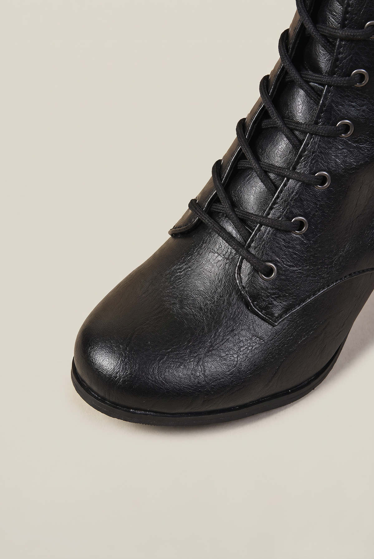Lace Up Boots Women Block Heel Mid Calf
