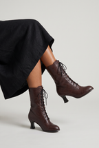 Lace Up Boots Women Heeled Vintage