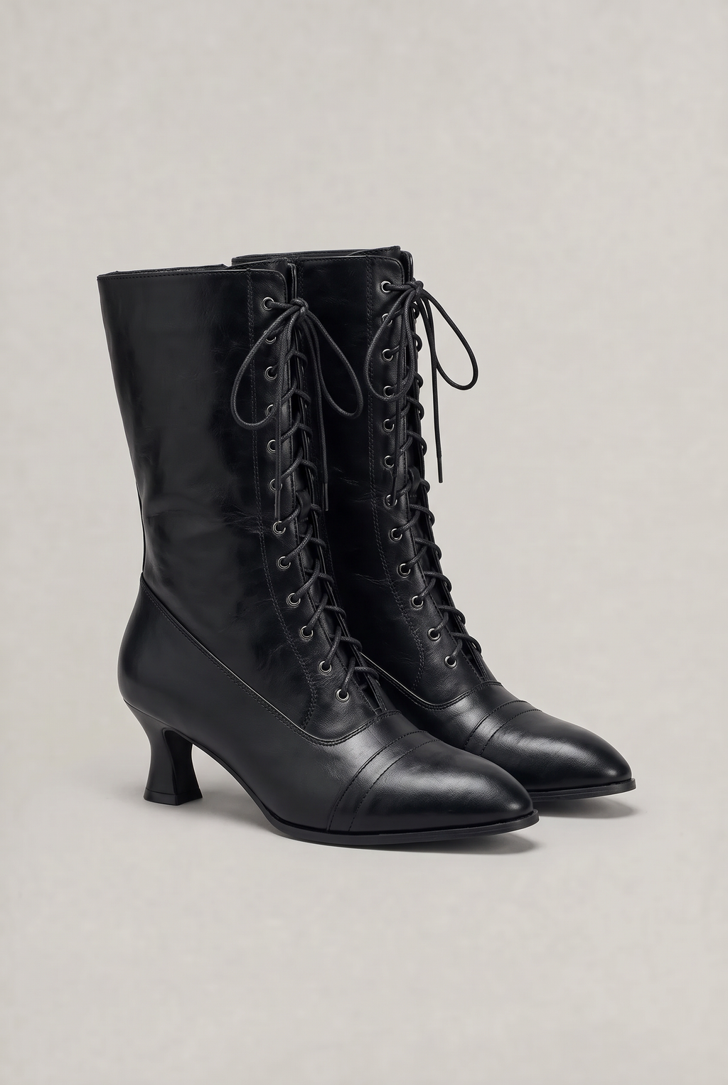 Lace Up Boots Women Heeled Vintage