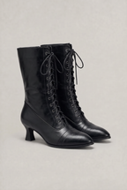 Lace Up Boots Women Heeled Vintage