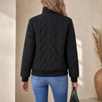 Puffer Jacket Women with Stand Collar and Zip Pockets
