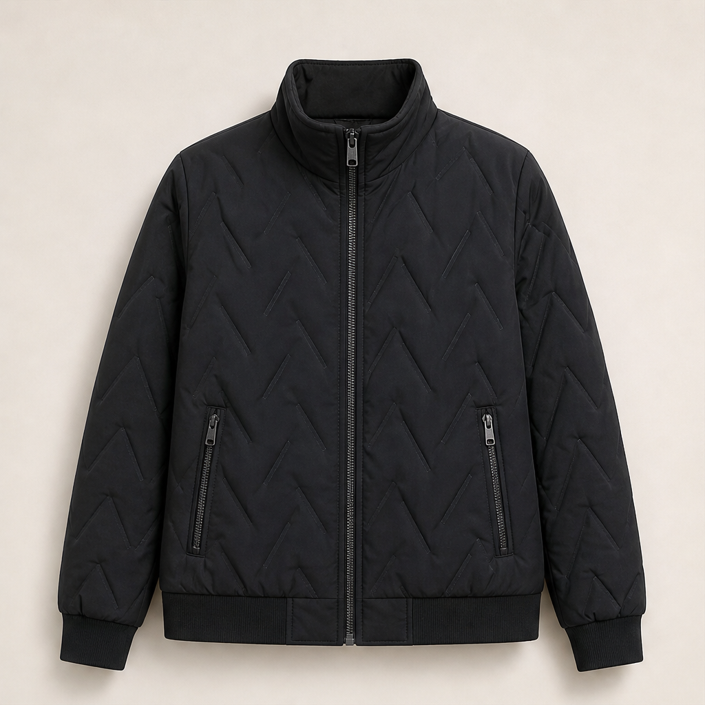 Puffer Jacket Women with Stand Collar and Zip Pockets