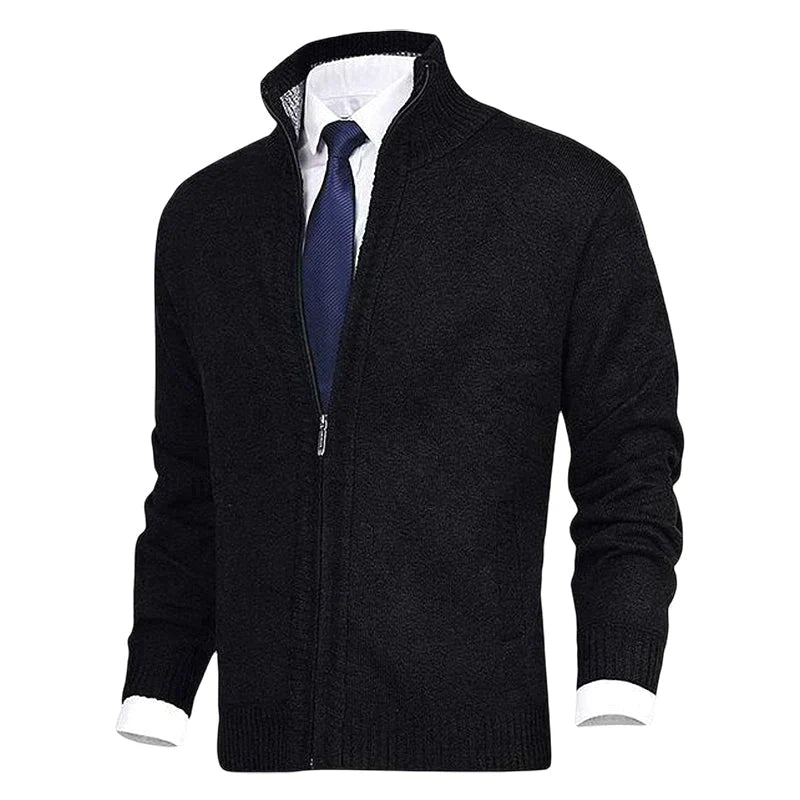 Men's Cardigan Zip Up Collared Pockets
