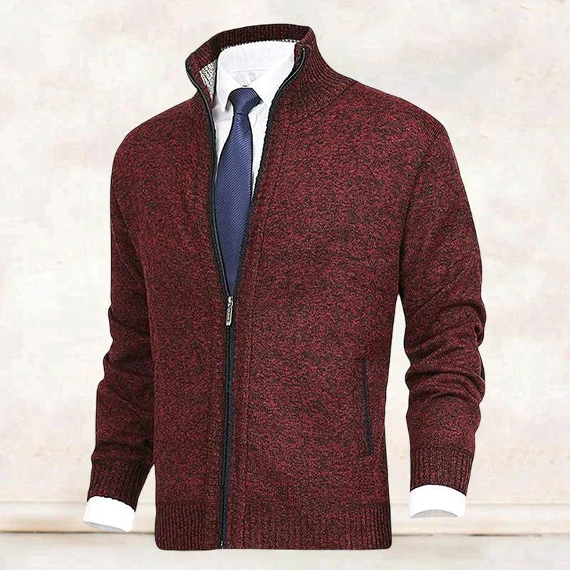 Men's Cardigan Zip Up Collared Pockets