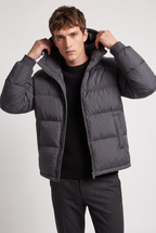 Men's Puffer Jacket Hooded Front Zip