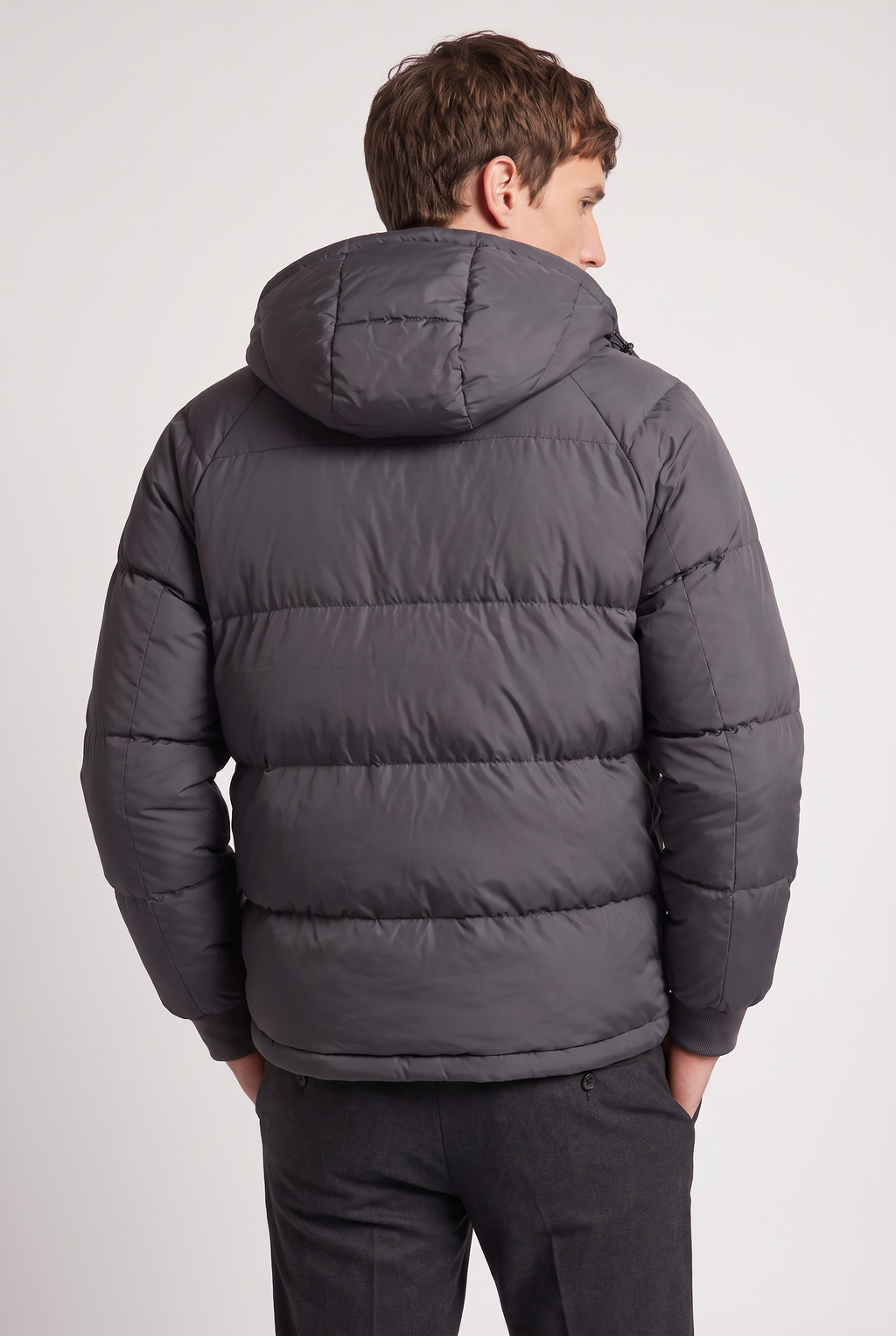 Men's Puffer Jacket Hooded Front Zip
