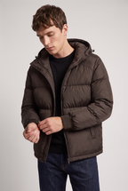 Men's Puffer Jacket Hooded Front Zip