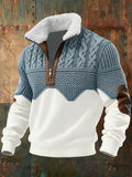 Men's Sweater Half Zip Color Block