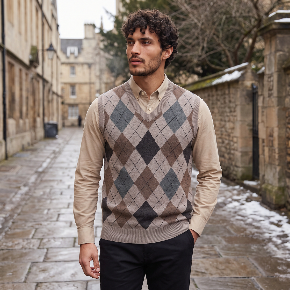 Men's Sweater Vest Argyle V Neck