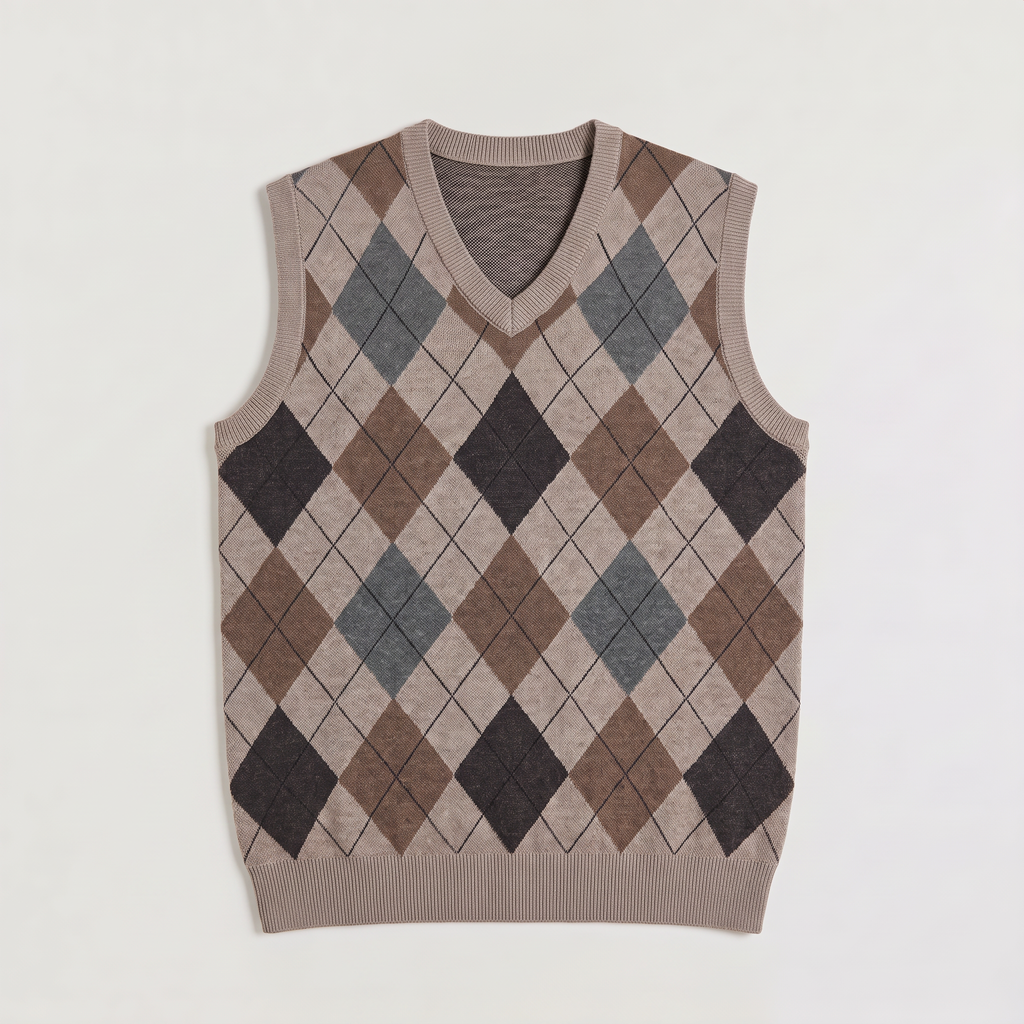 Men's Sweater Vest Argyle V Neck