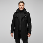 Men's Double-Collar Trench Coat, Long and Elegant