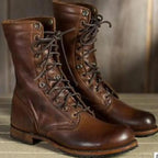 Women's Tall Brown Leather Boots, Elegant and Warm