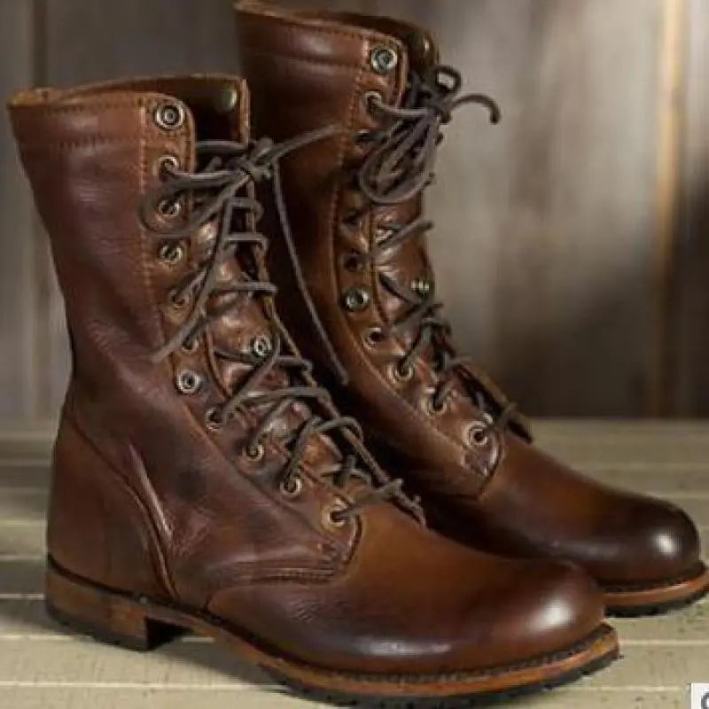 Women's Tall Brown Leather Boots, Elegant and Warm