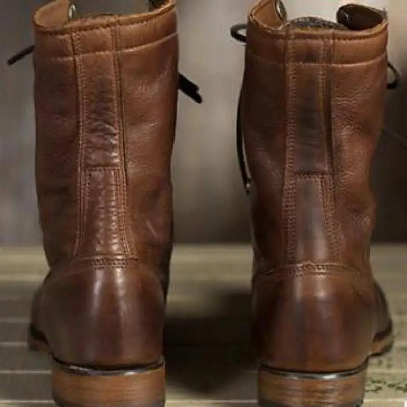 Women's Tall Brown Leather Boots, Elegant and Warm