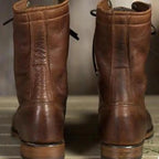 Women's Tall Brown Leather Boots, Elegant and Warm