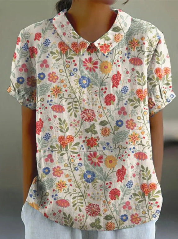 NOÉMIE | Autumn Floral Hemp Blouse