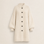 Women's Long Chunky-Knit Cardigan with Button Front