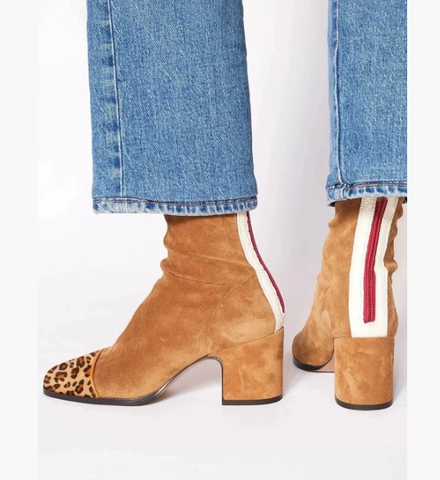 Women's Khaki Ankle Boots – Contrast Design