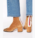 Women's Khaki Ankle Boots – Contrast Design